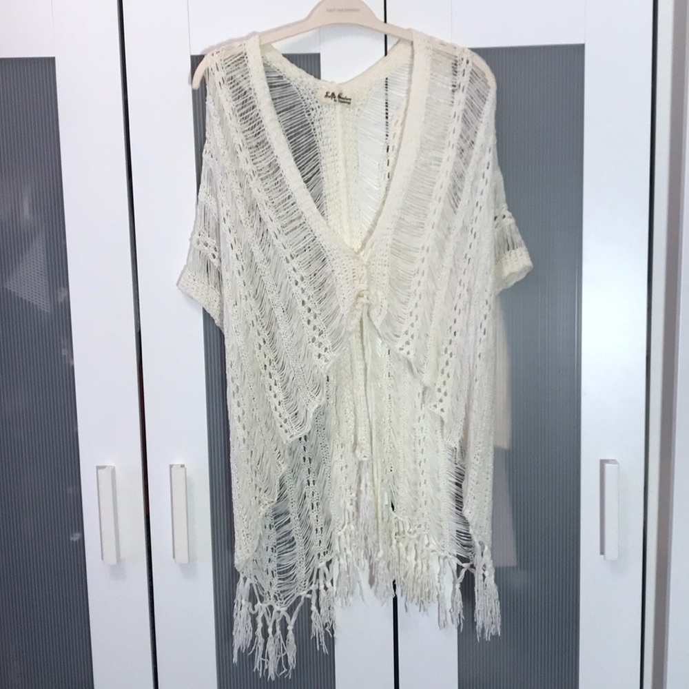 Cream woven poncho